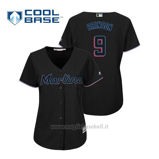 Maglia Baseball Donna Miami Marlins Lewis Brinson Cool Base Majestic Alternato 2019 Nero